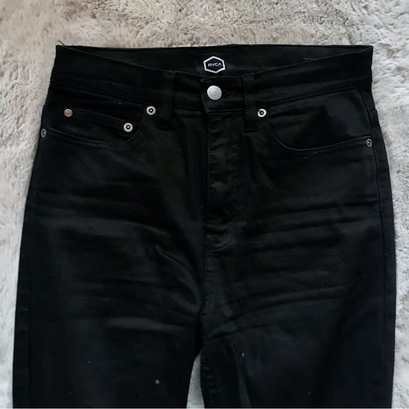 Worn once RVCA SOLAR ULTRA HIGH RISE DENIM JEAN WOMEN'S black skinny 28 - Picture 3 of 8